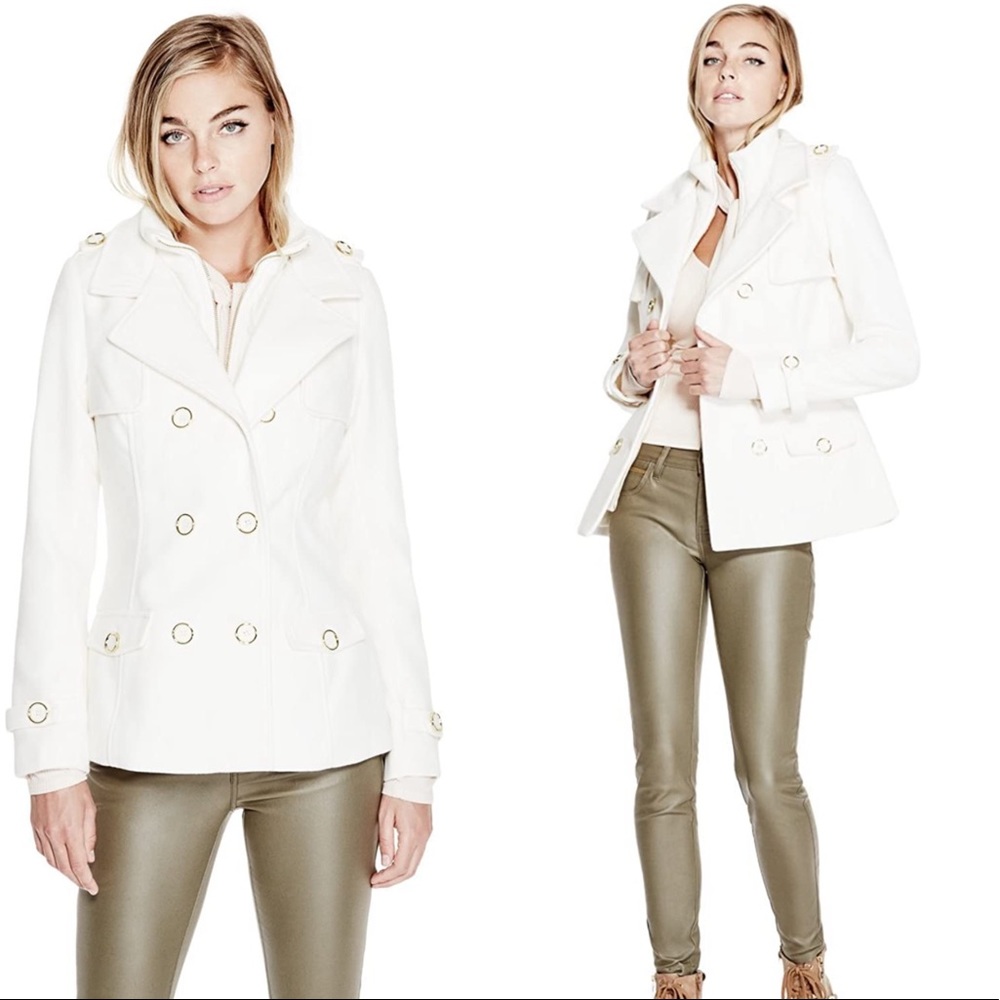 NWOT G by Guess White Pea Coat